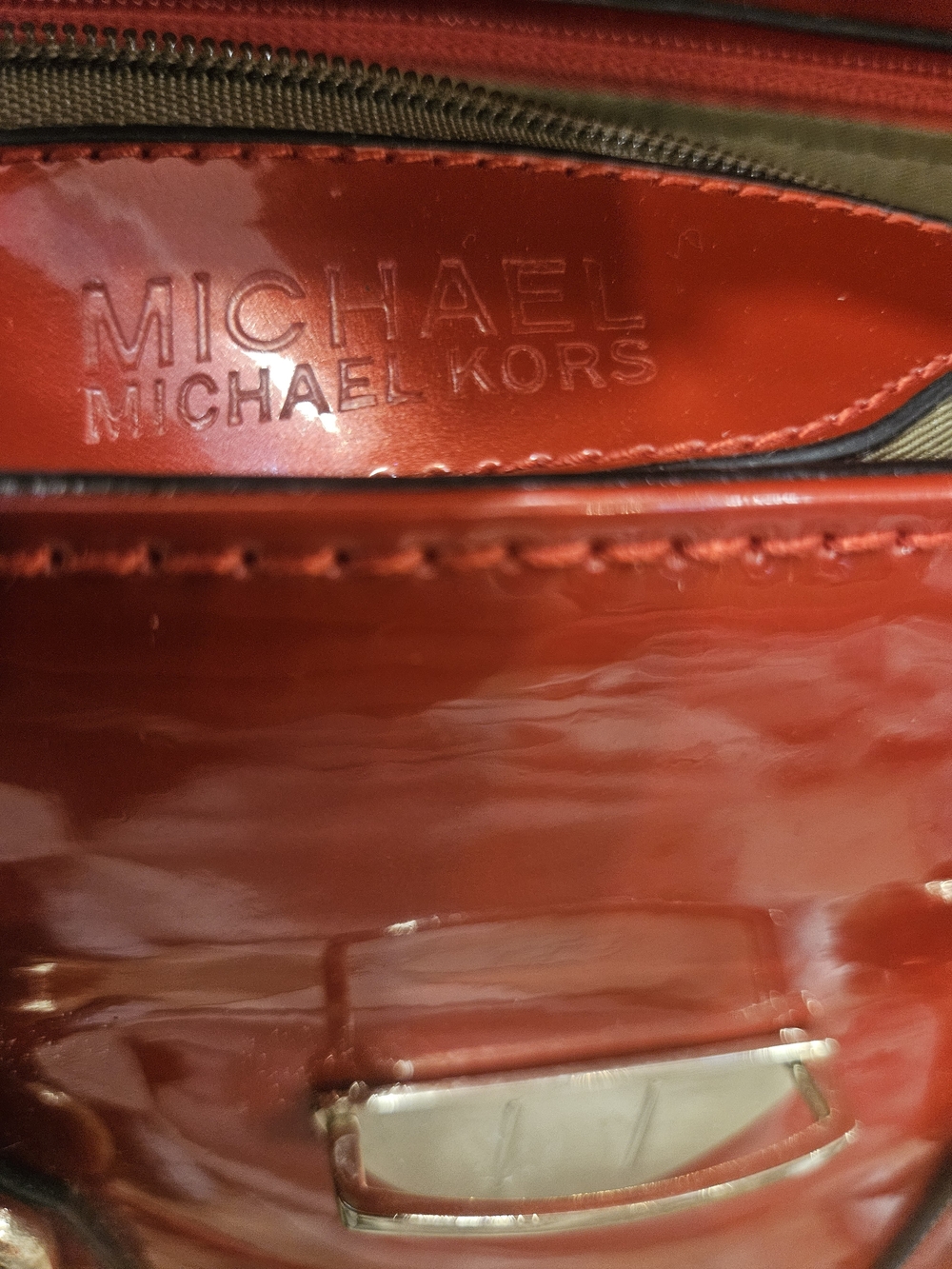 New Michael Kors Red Patent Leather Satchel - Picture 12 of 16
